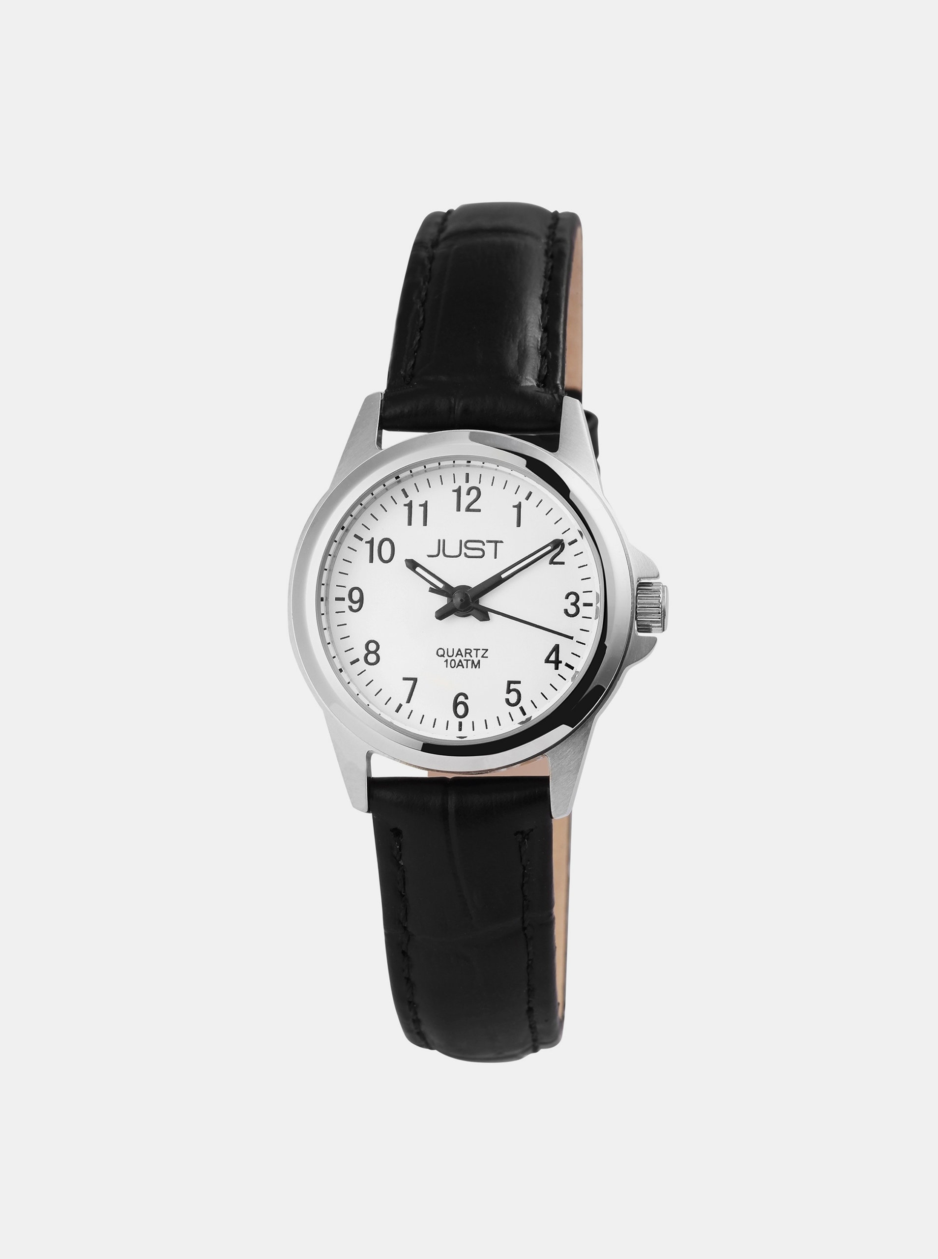 Fotografie Dámské hodinky s černým koženým páskem Just