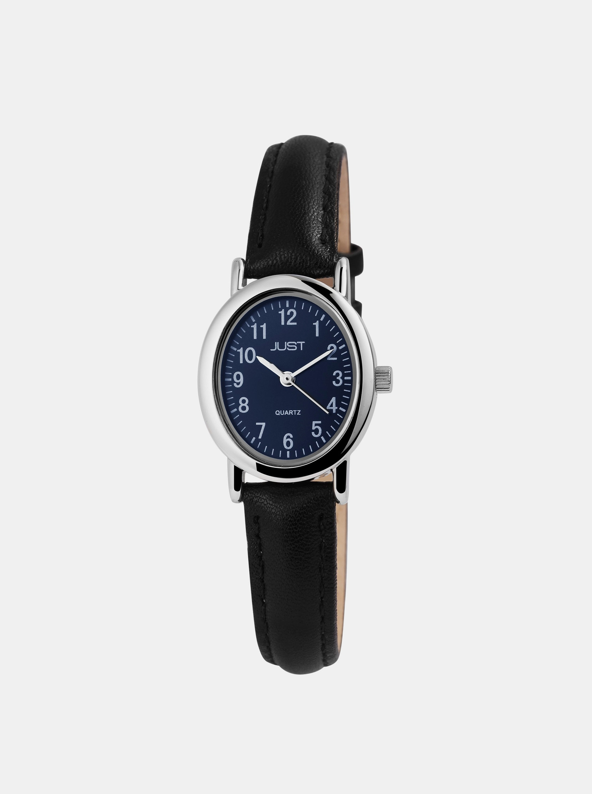 Fotografie Dámské hodinky s černým koženým páskem Just
