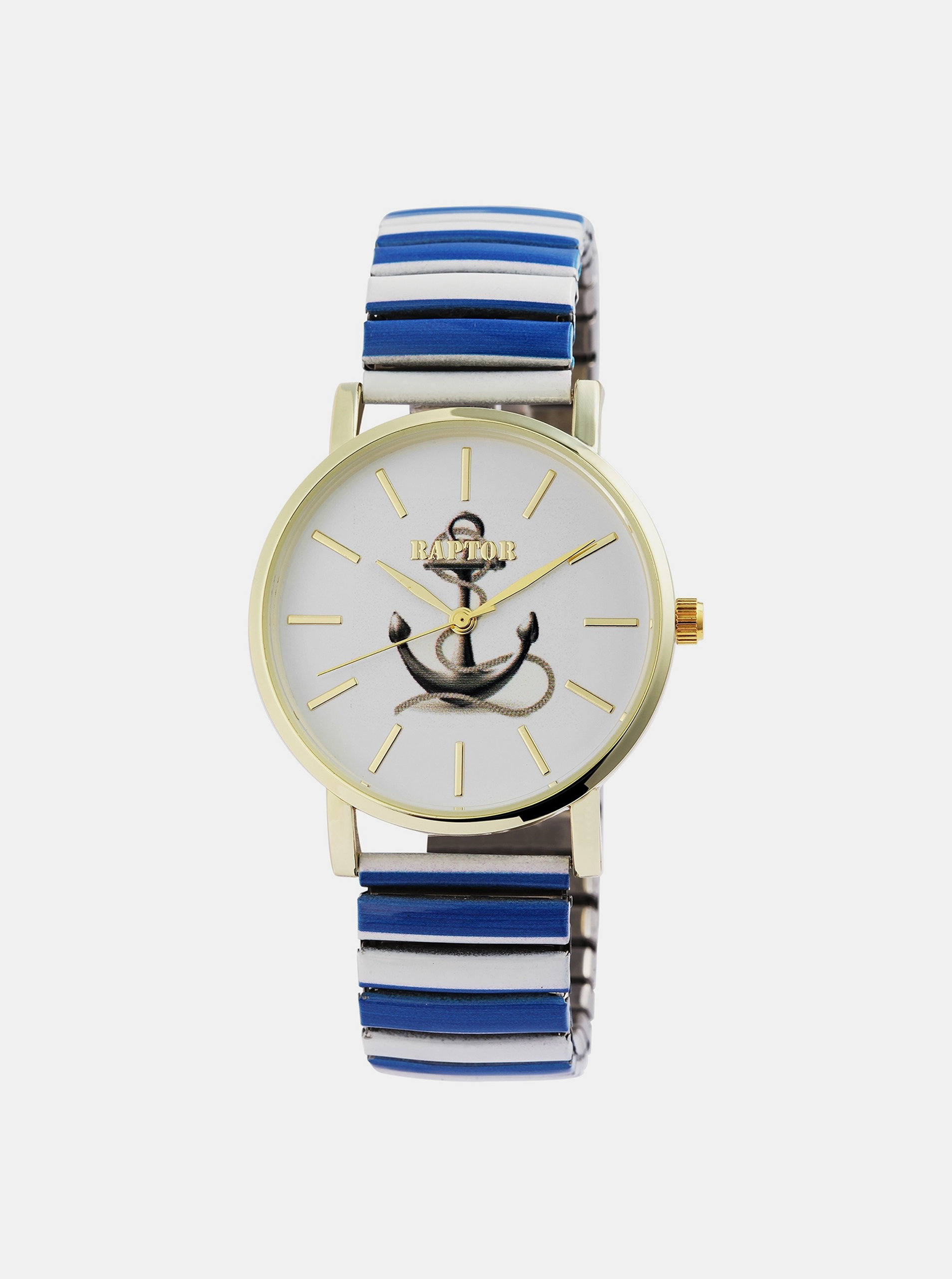 Dámské hodinky s nerezovým páskem v modro-bílé barvě Raptor
