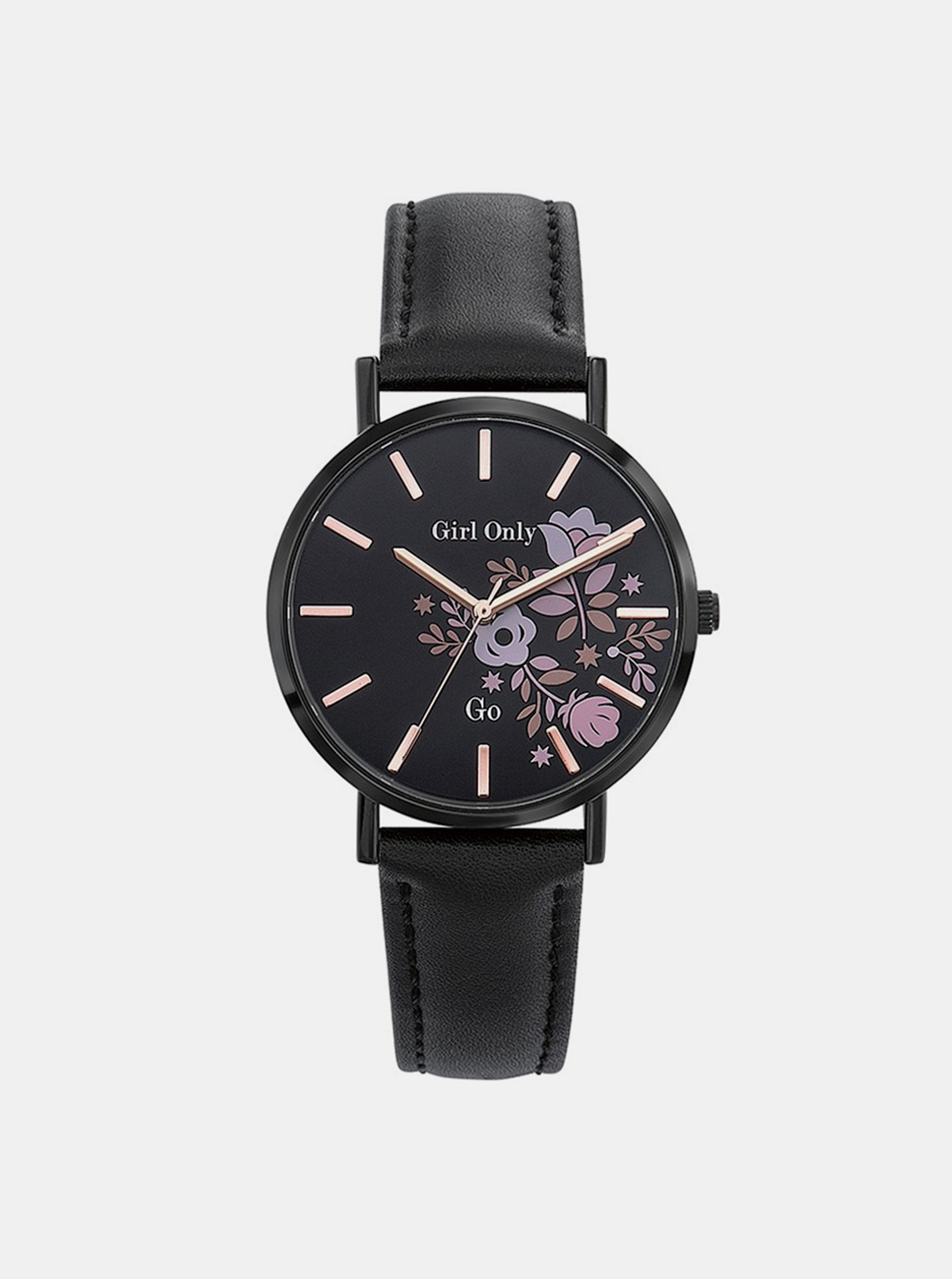 Fotografie Dámské hodinky s černým koženým páskem Girl Only