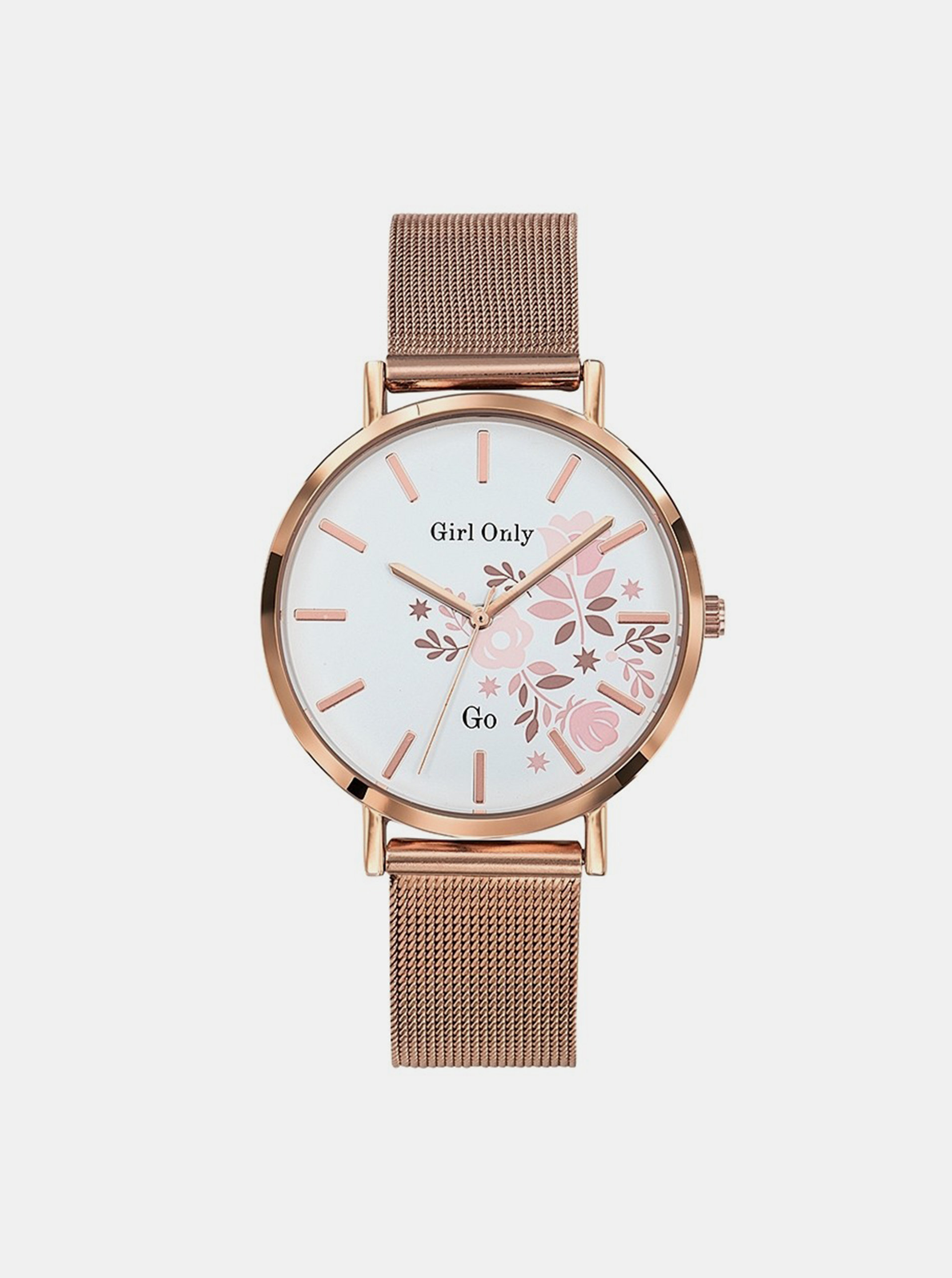 Fotografie Dámské hodinky s nerezovým páskem v růžovozlaté barvě Girl Only