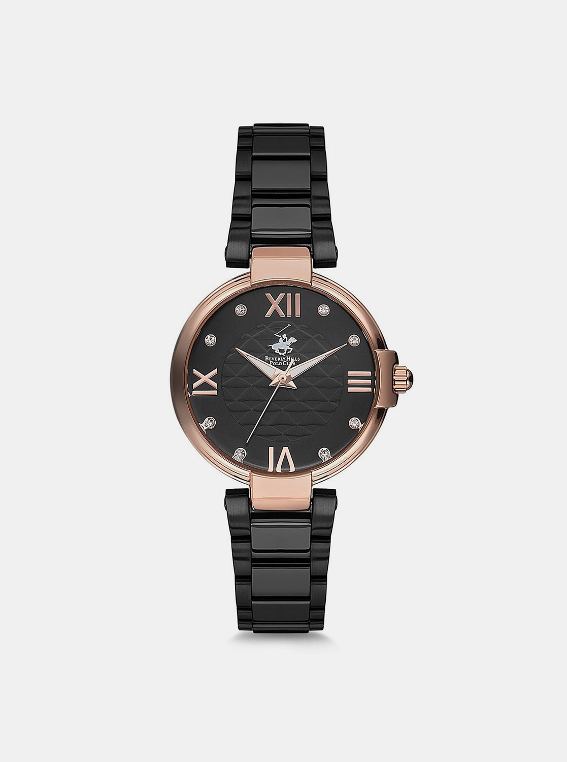 Dámské hodinky s nerezovým páskem v černé barvě Beverly Hills Polo Club