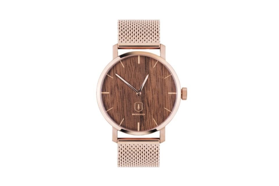 Fotografie Dřevěné hodinky Rose Watch s řemínkem z pravé kůže BeWooden