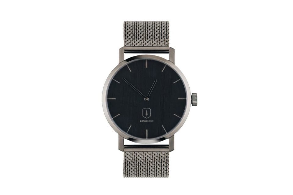 Fotografie Dřevěné hodinky Titan Watch kovovým s řemínkem BeWooden