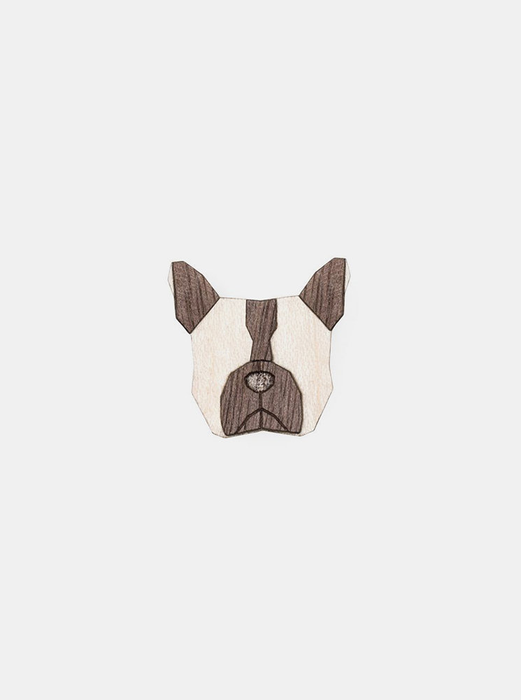 Fotografie Dřevěná brož ve tvaru psa French Bulldog Brooch BeWooden
