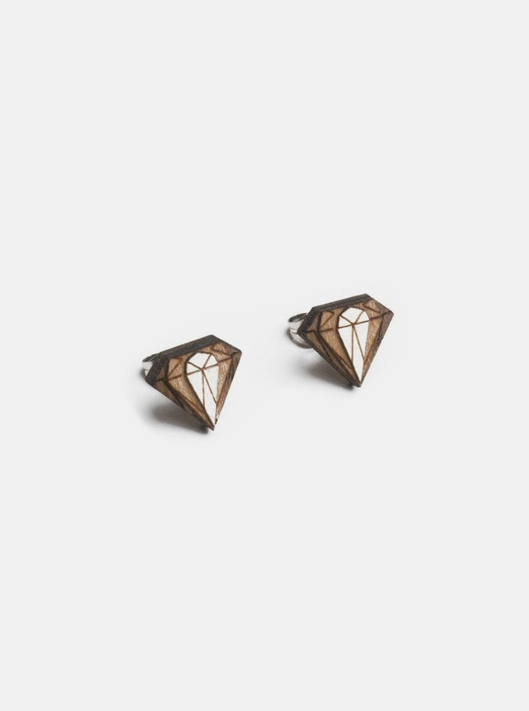 Fotografie Dřevěné náušnice Diamond Earrings BeWooden
