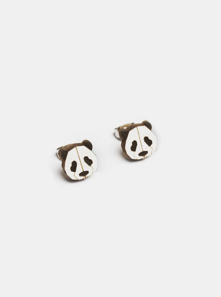Fotografie Dřevěné náušnice Panda Earrings BeWooden