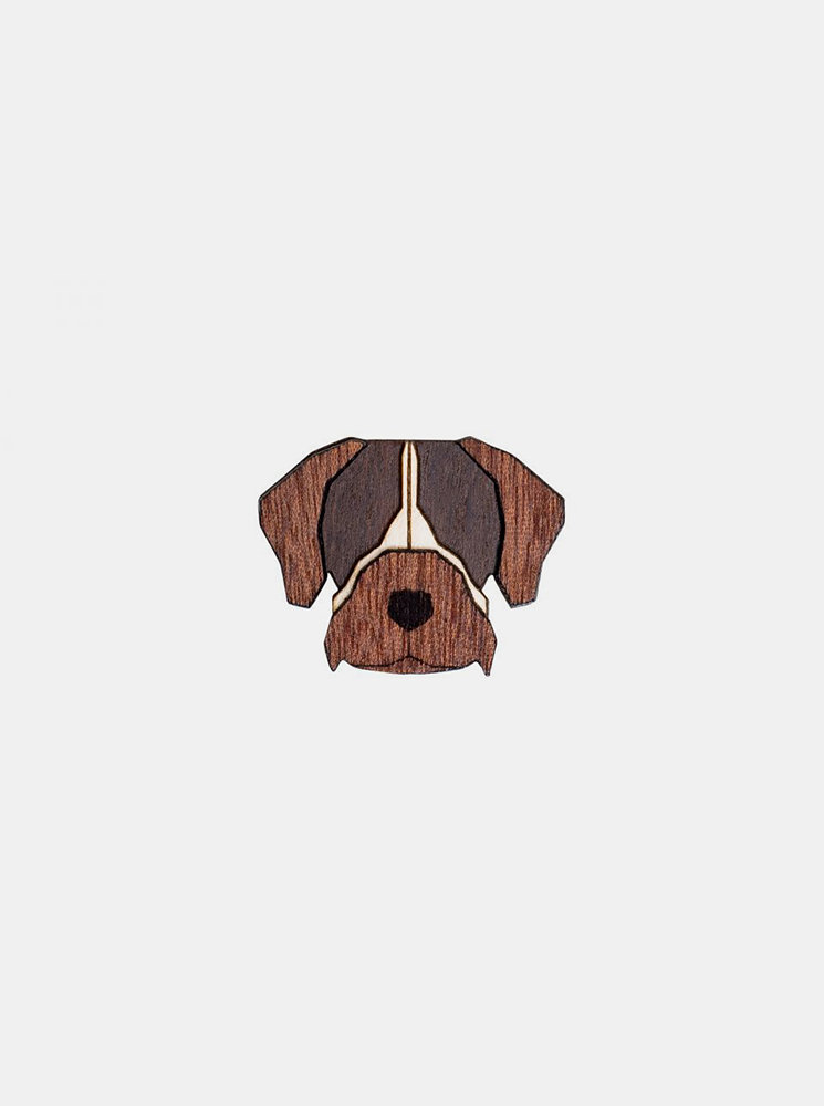 Fotografie Dřevěná brož ve tvaru psa Bohemian Griffon Brooch BeWooden