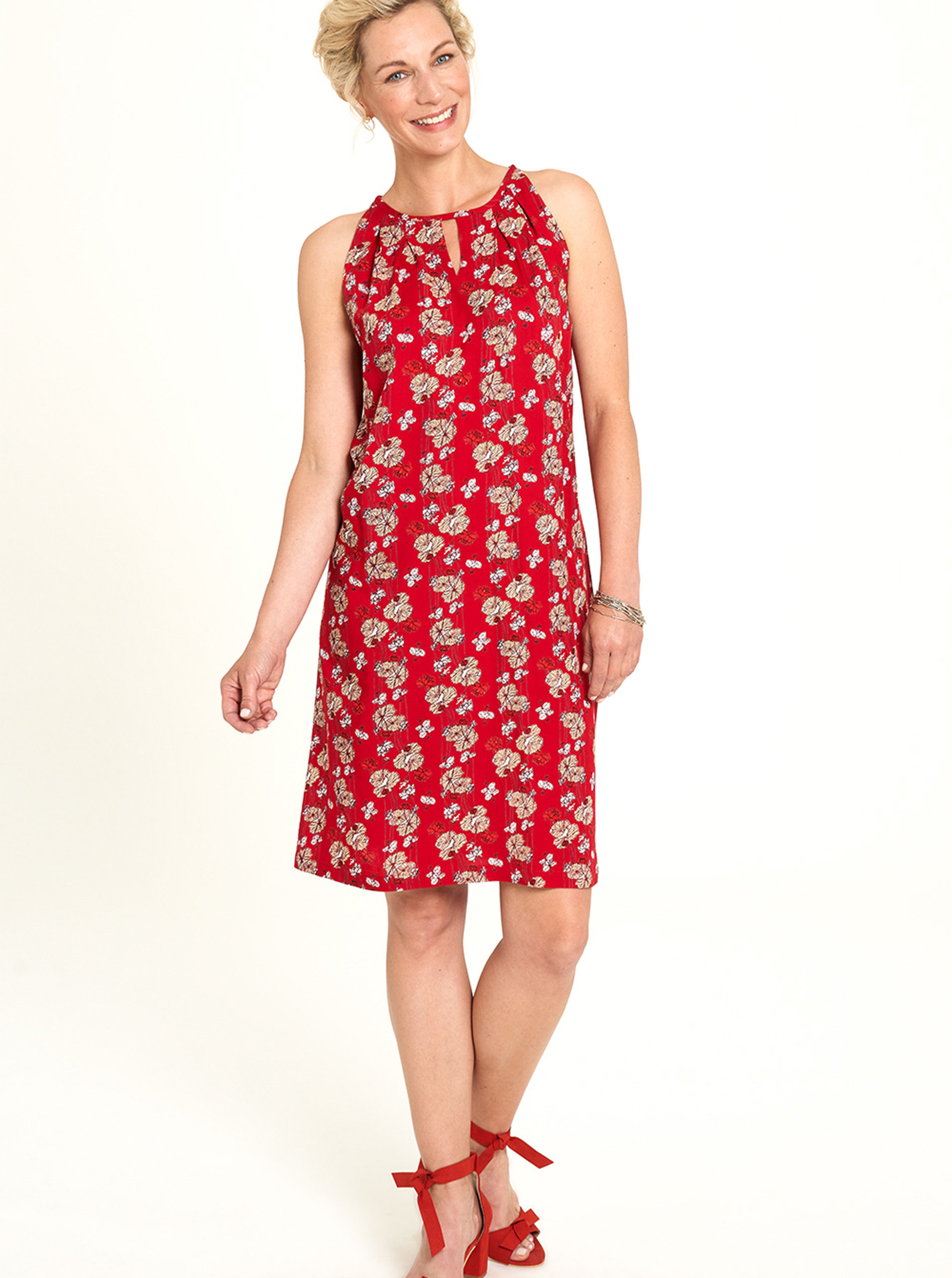 Fotografie Červené květované šaty Tranquillo