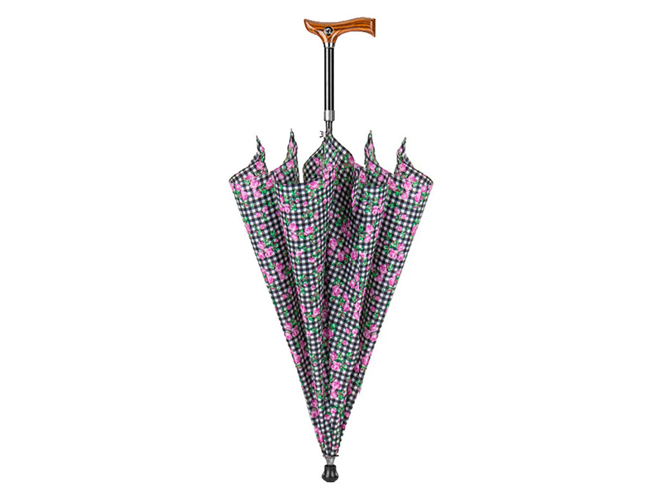 RSQ1912 Floral Walking Stics FA dámská vycházková hůl s deštníkem - Černá