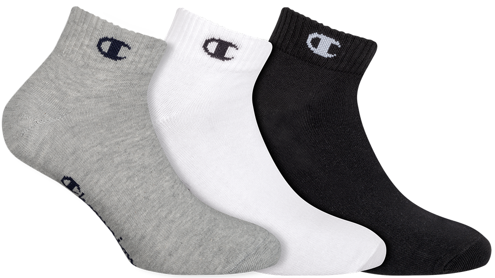 Fotografie CHAMPION ANKLE SOCKS LEGACY 3x - Sportovní kotníkové ponožky 3 páry - černá - bílá - šedá
