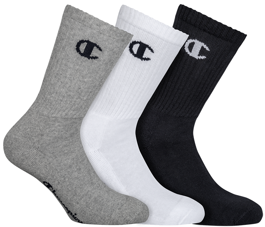 Fotografie CHAMPION CREW SOCKS LEGACY 3x - Sportovní ponožky 3 páry - černá - bílá - šedá