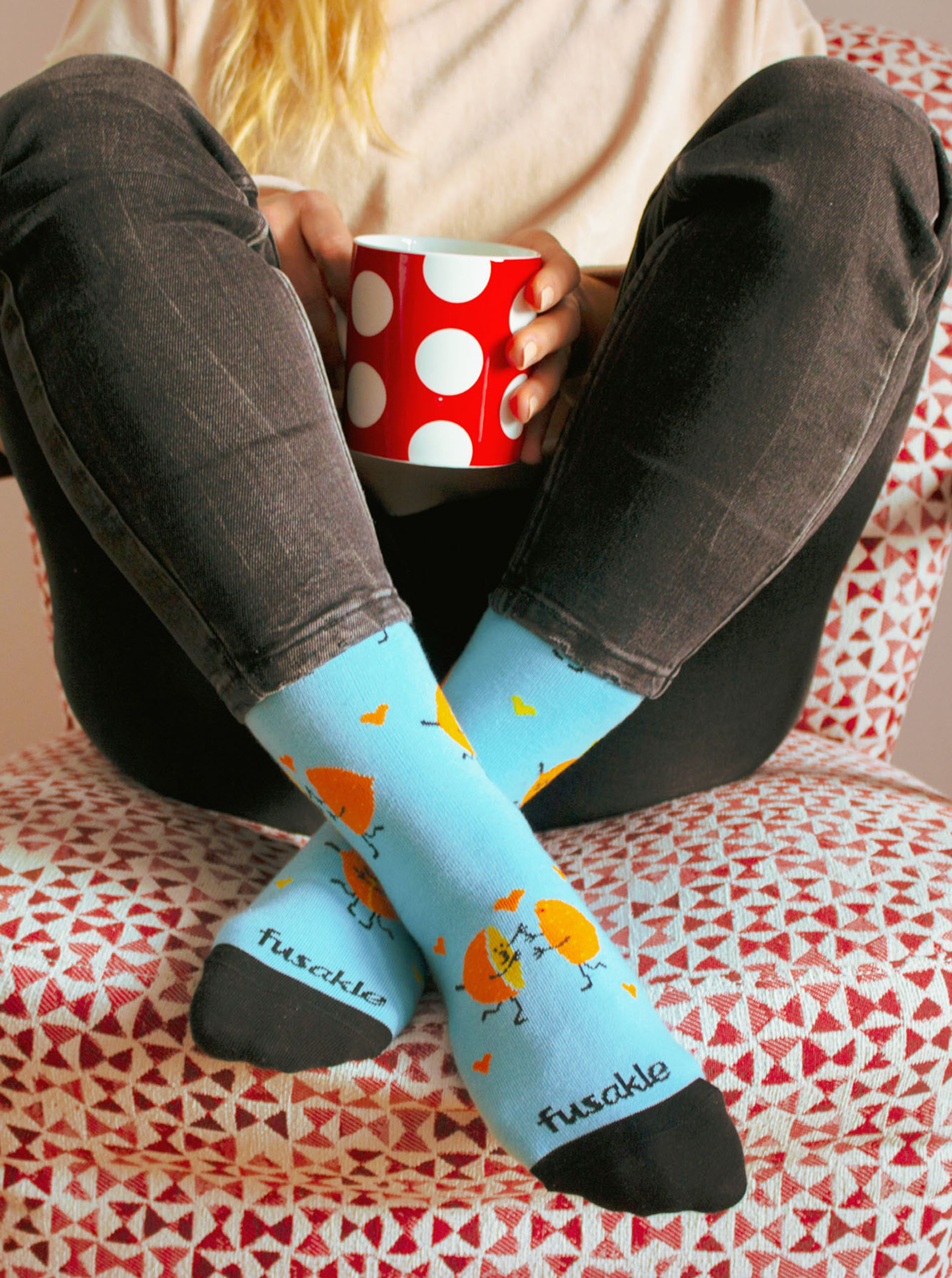 Fotografie Modré vzorované ponožky Fusakle Šťavnatá láska