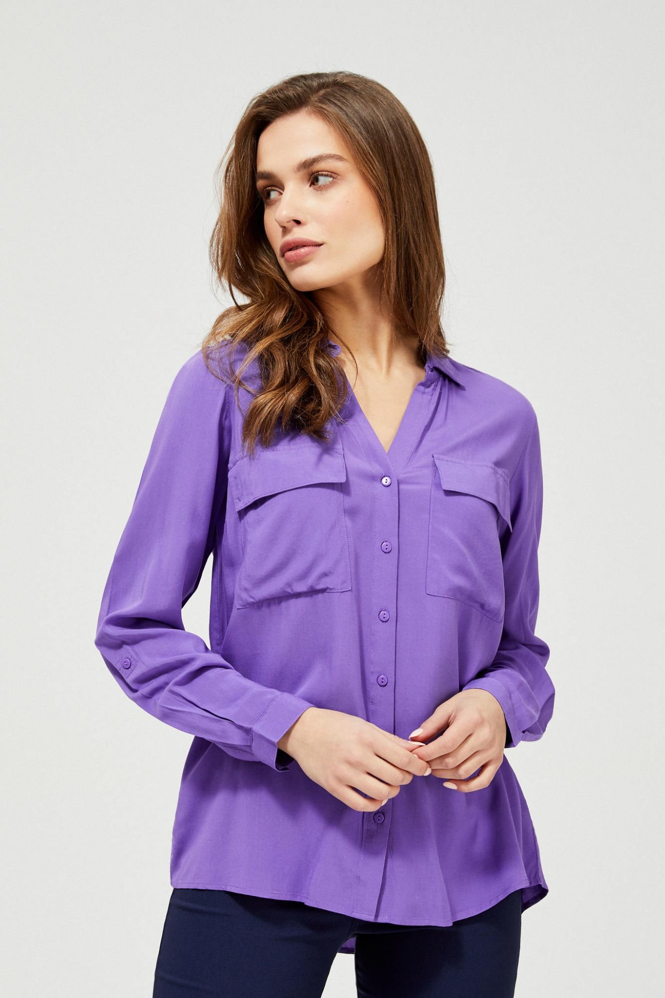 Moodo fialová propínací košile