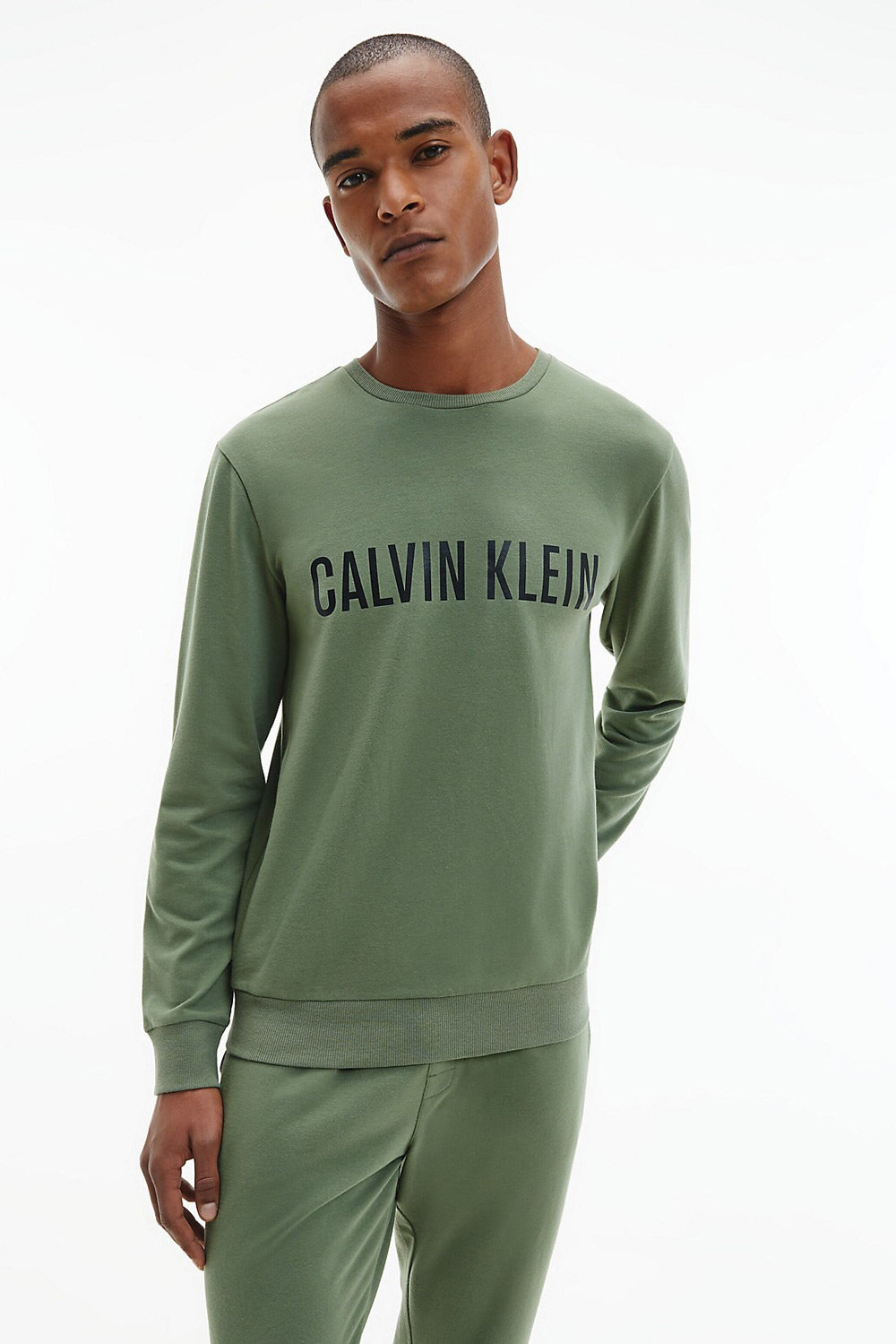 Fotografie Calvin Klein khaki pánská mikina L/S Sweatshirt