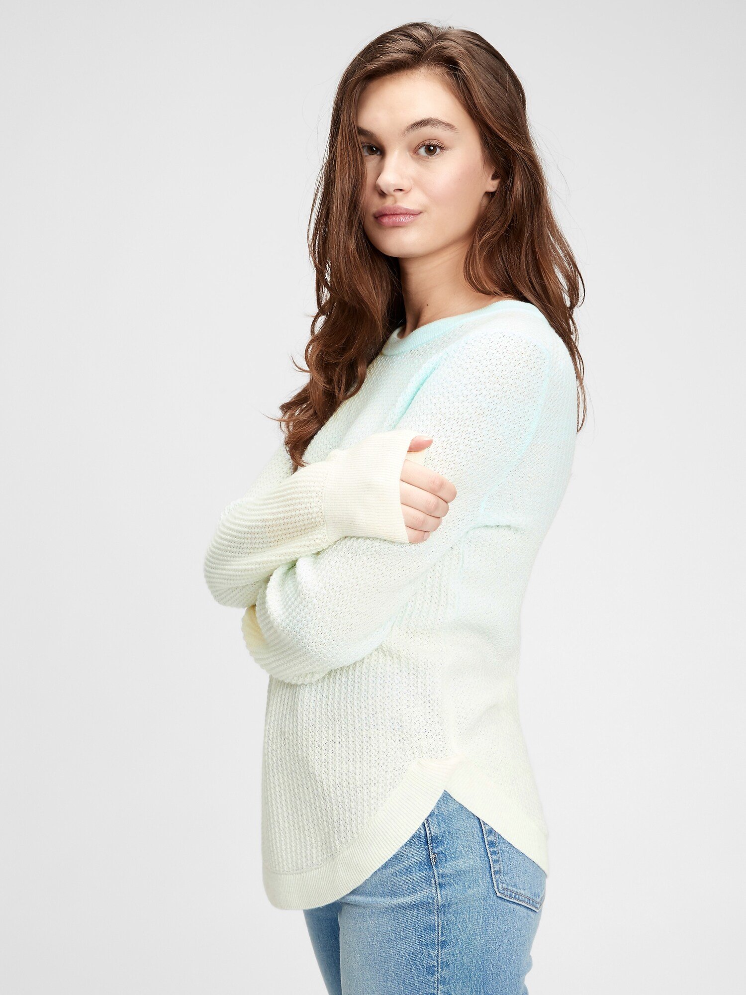 Modrý dámský svetr textured crewneck bk pullover 2
