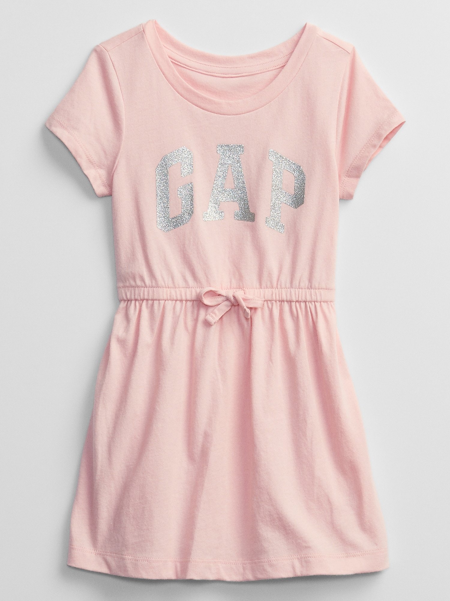 Růžové holčičí dětské šaty GAP Logo v-ss ptf knit drs