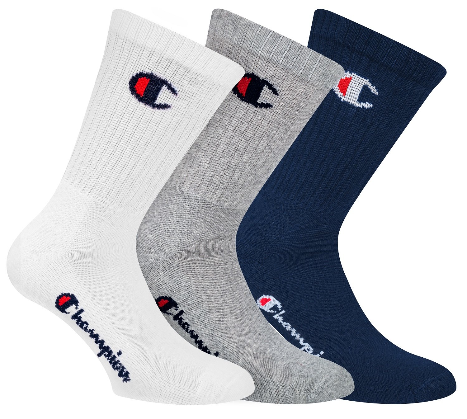 Fotografie CHAMPION CREW SOCKS LEGACY 3x - Sportovní ponožky 3 páry - tmavě modrá - šedá - bílá