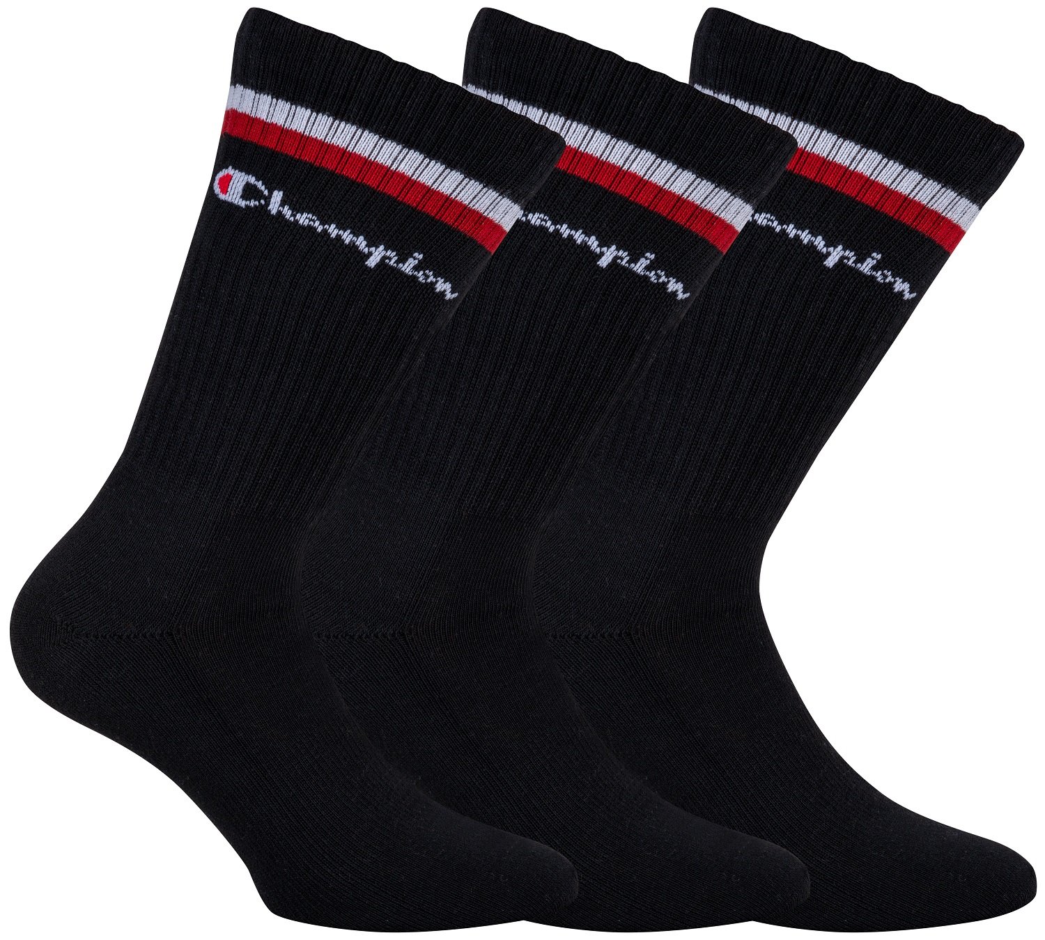CHAMPION CREW SOCKS FASHION STRIPES 3x - Sportovní ponožky 3 páry - černá - bílá - červená