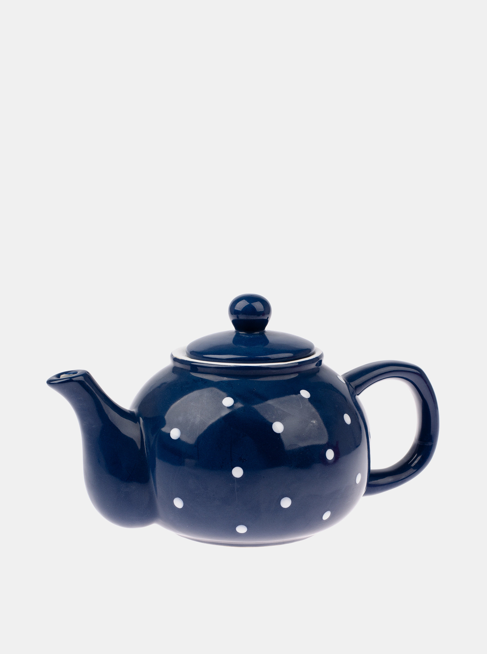 Tmavě modrá puntíkovaná konvička na čaj Dakls