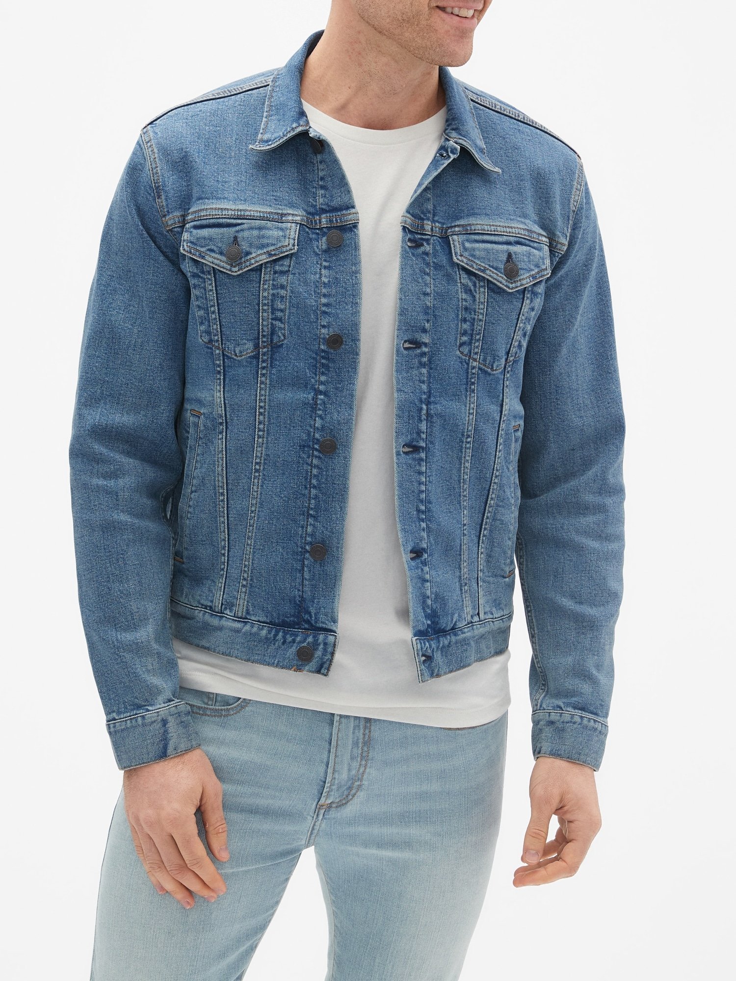 Fotografie Modrá pánská džínová bunda v-flex denim icon - calm blue