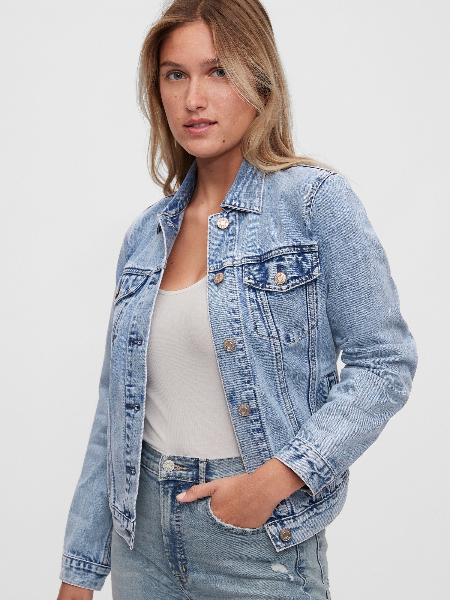 Fotografie Modrá dámská džínová bunda icon denim jacket