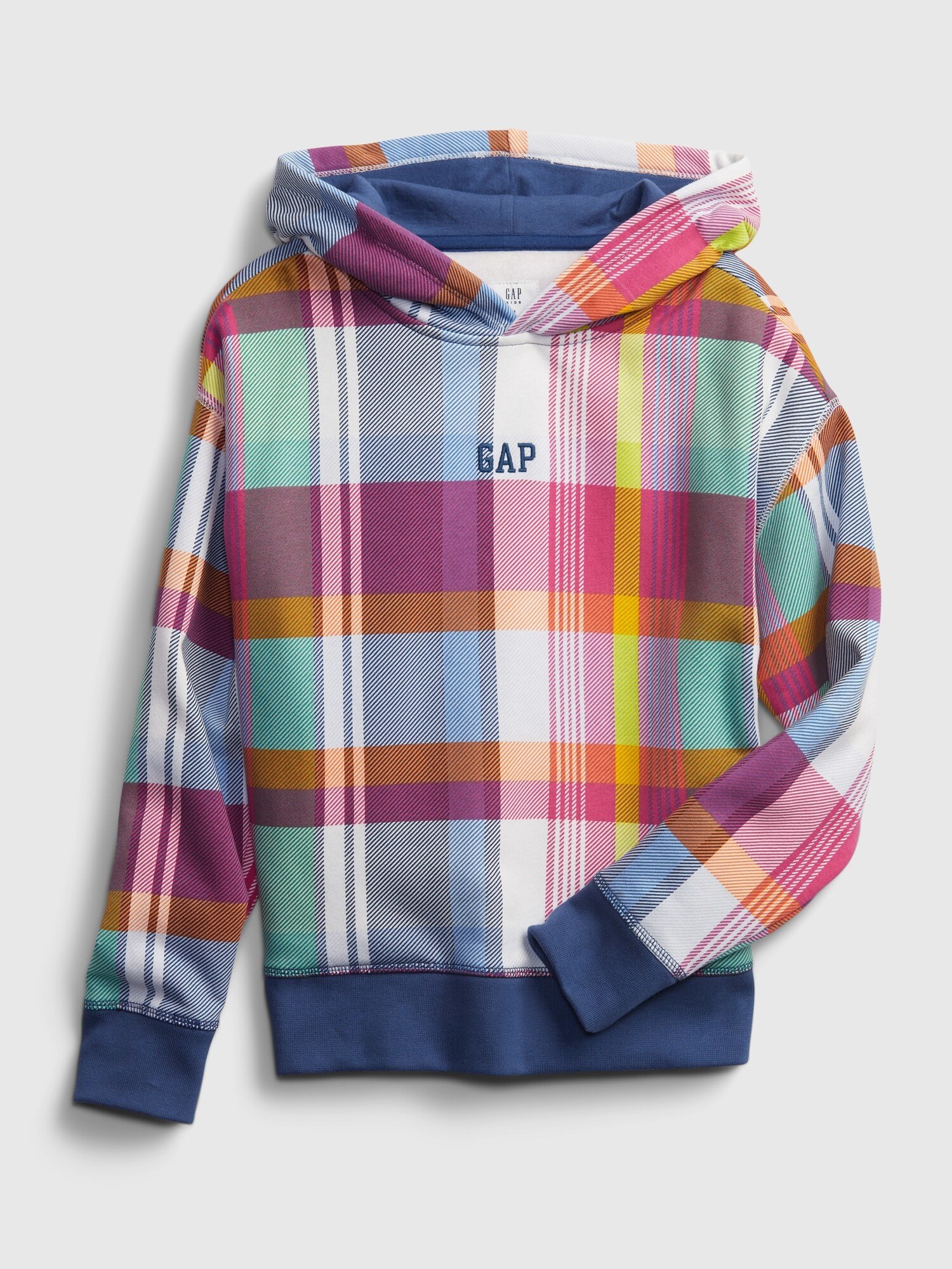 Fotografie Barevná klučičí dětská mikina gap logo plaid hoodie