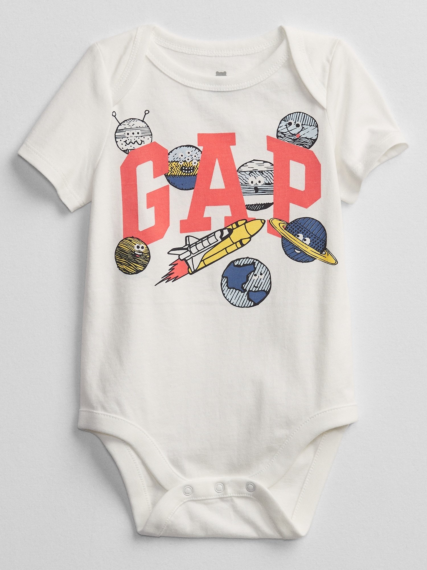 Bílé klučičí baby body GAP Logo v-b bf bs