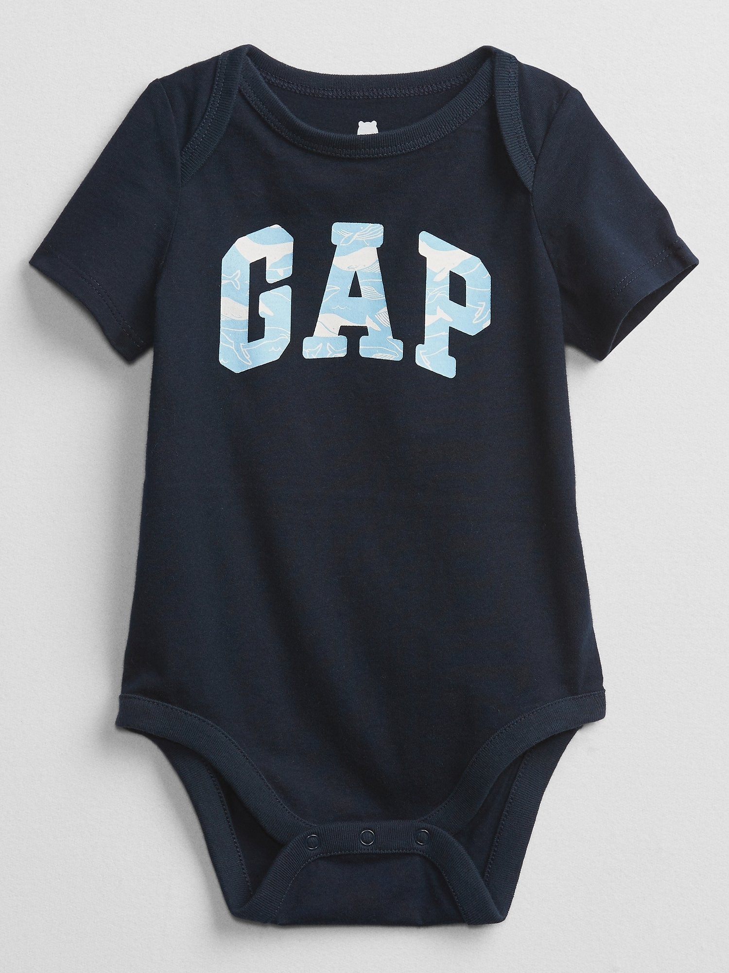 Fotografie Modré klučičí baby body GAP Logo v-b bf bs