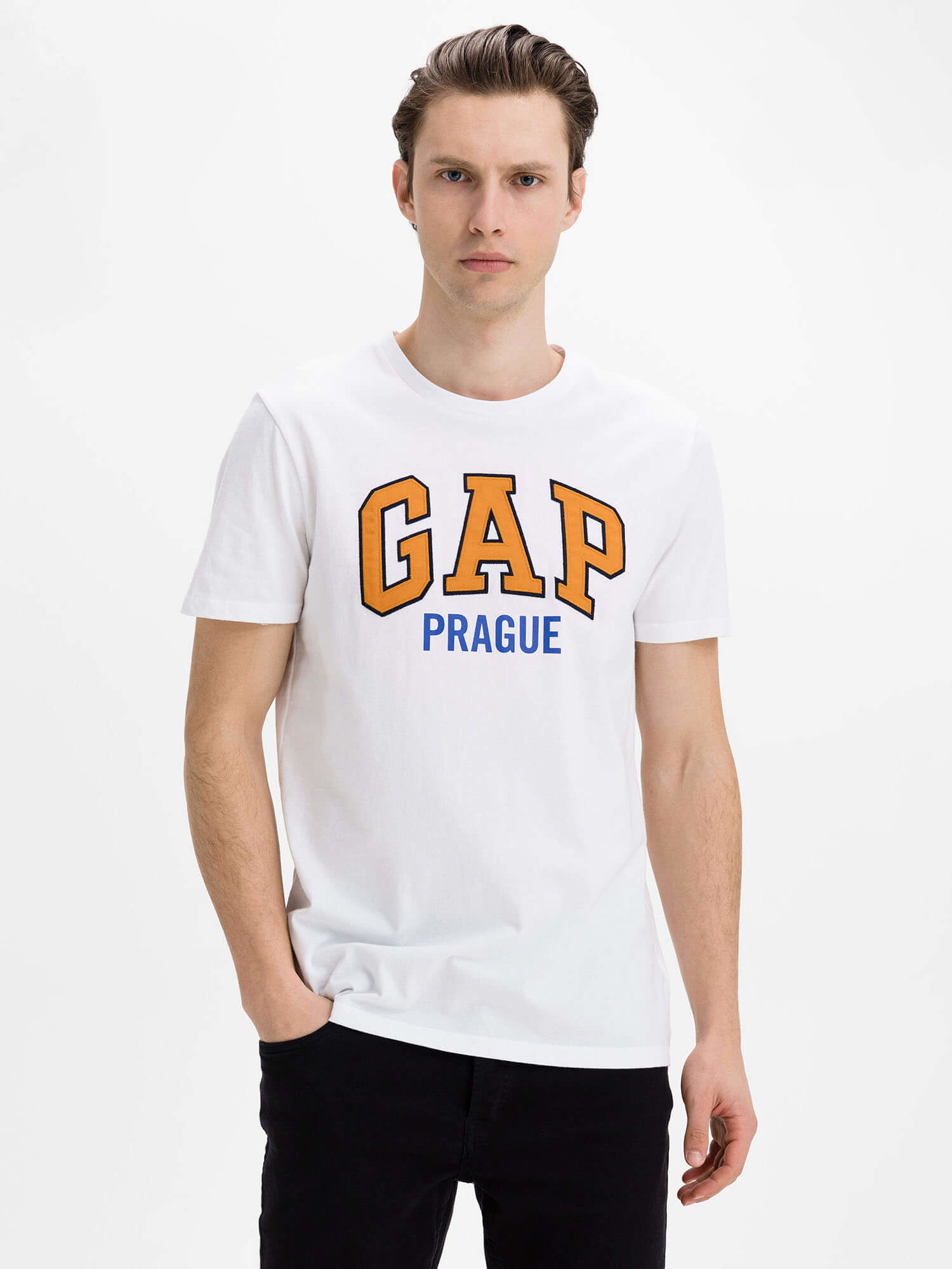 Fotografie Bílé pánské tričko GAP Logo f-prague city t