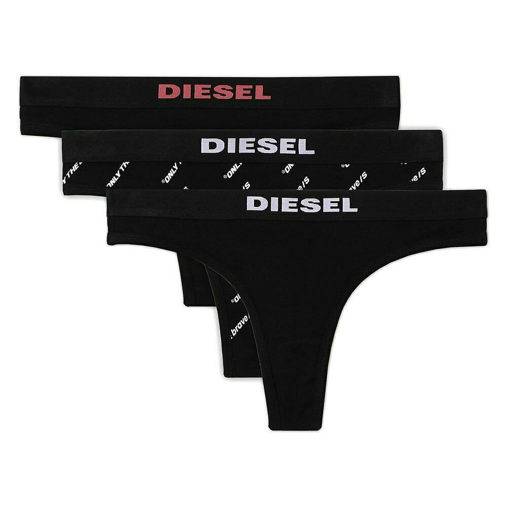 3PACK dámská tanga Diesel černá