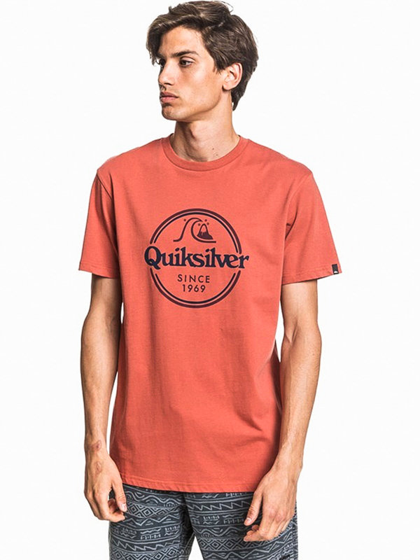 Fotografie Quiksilver WORDS REMAIN REDWOOD pánské triko s krátkým rukávem - oranžová