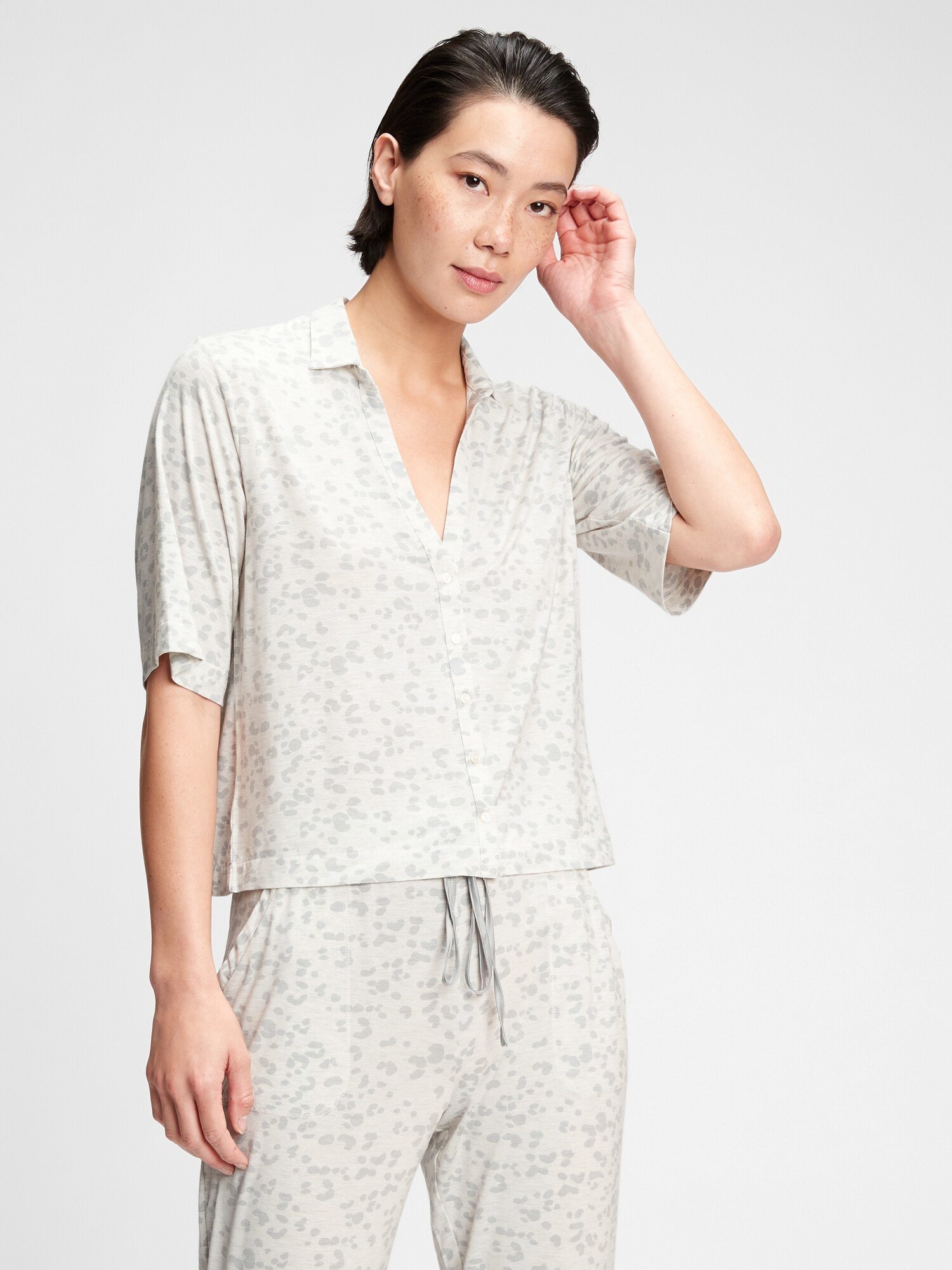 Fotografie Bílá dámská košile na spaní truesleep button-front top in modal