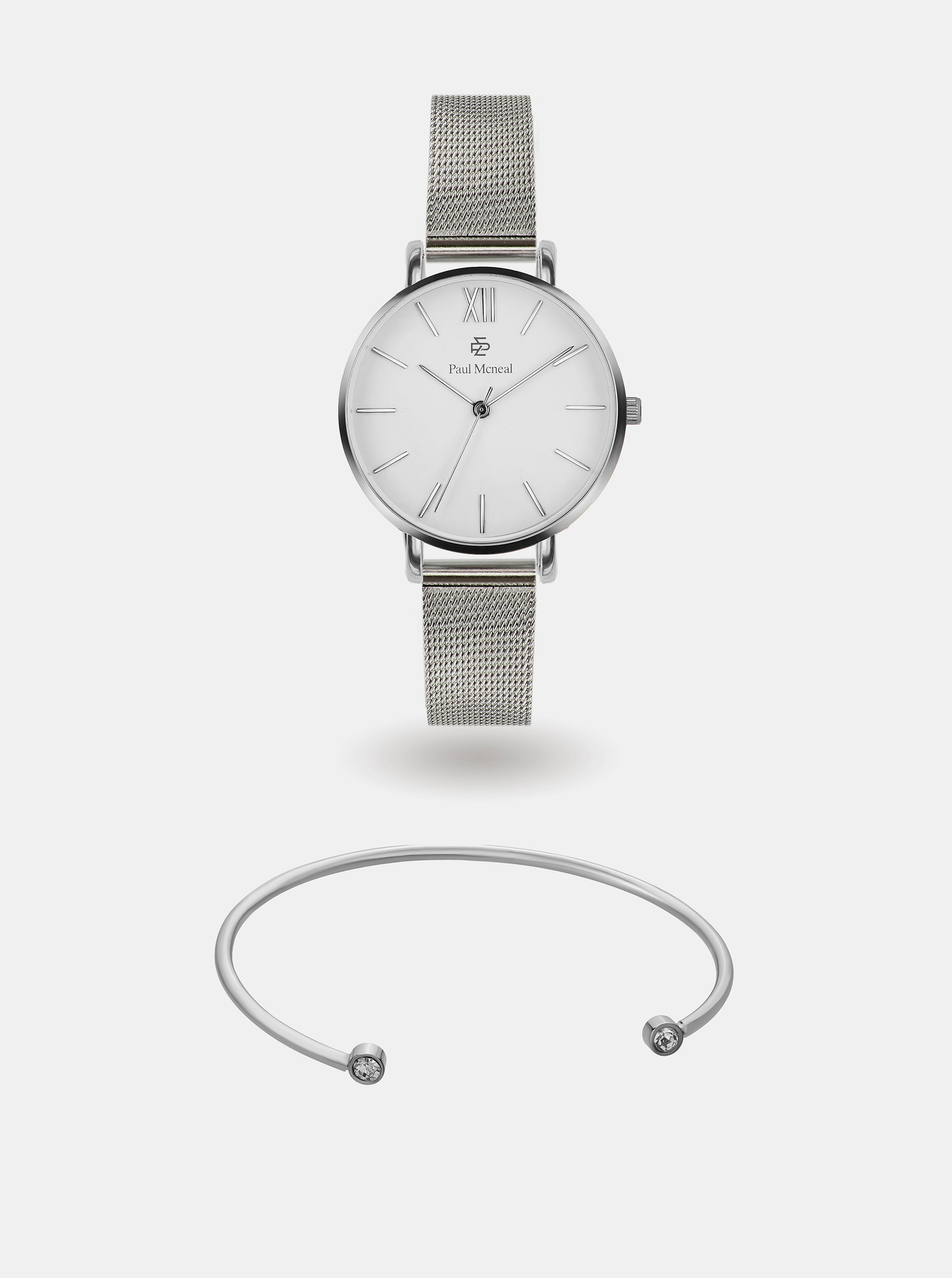 Fotografie Sada dámských hodinek a náramku ve stříbrné barvě Paul McNeal