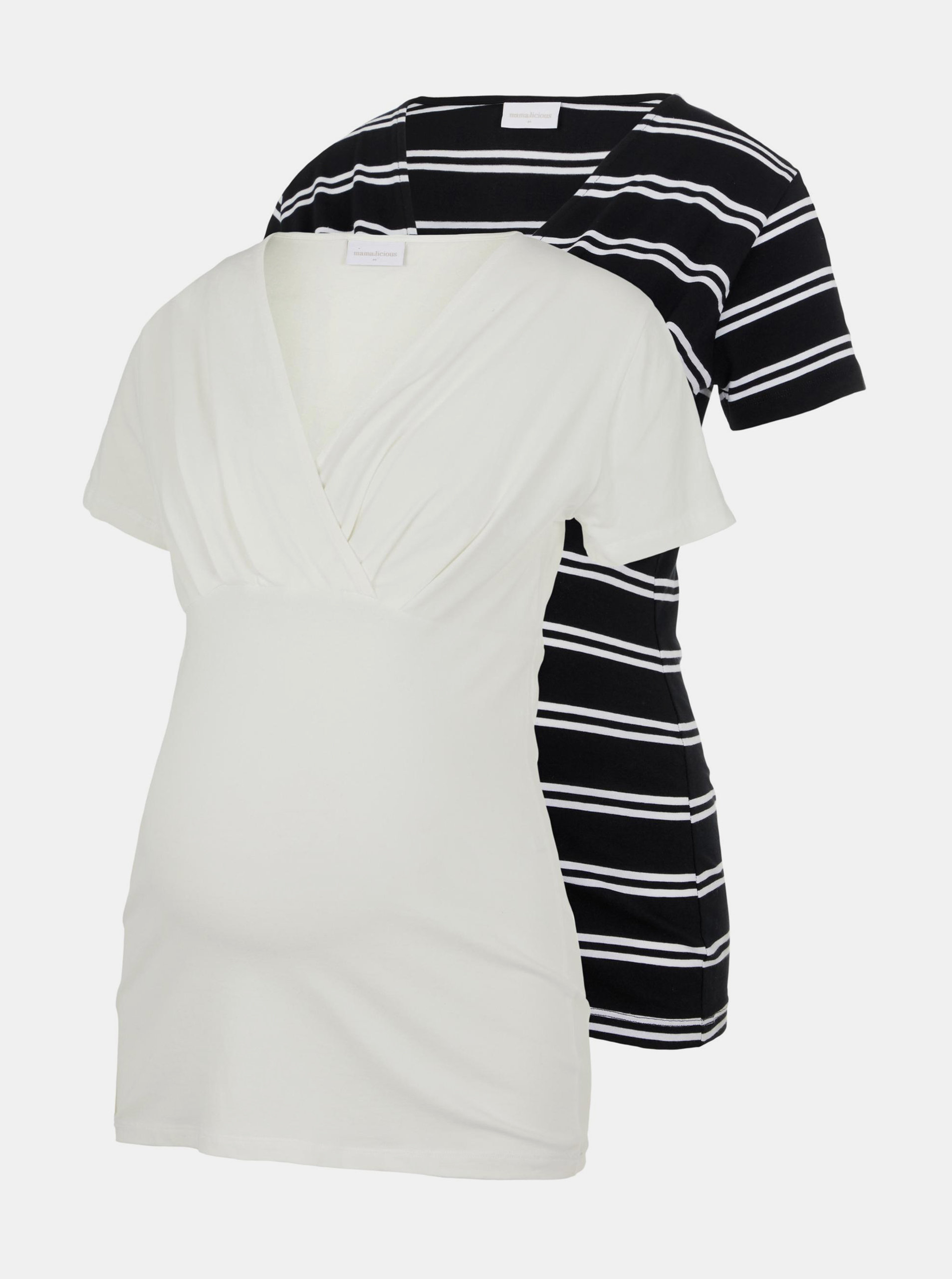 Fotografie Sada dvou těhotenských/kojicích triček v černé a bílé barvě Mama.licious Sia