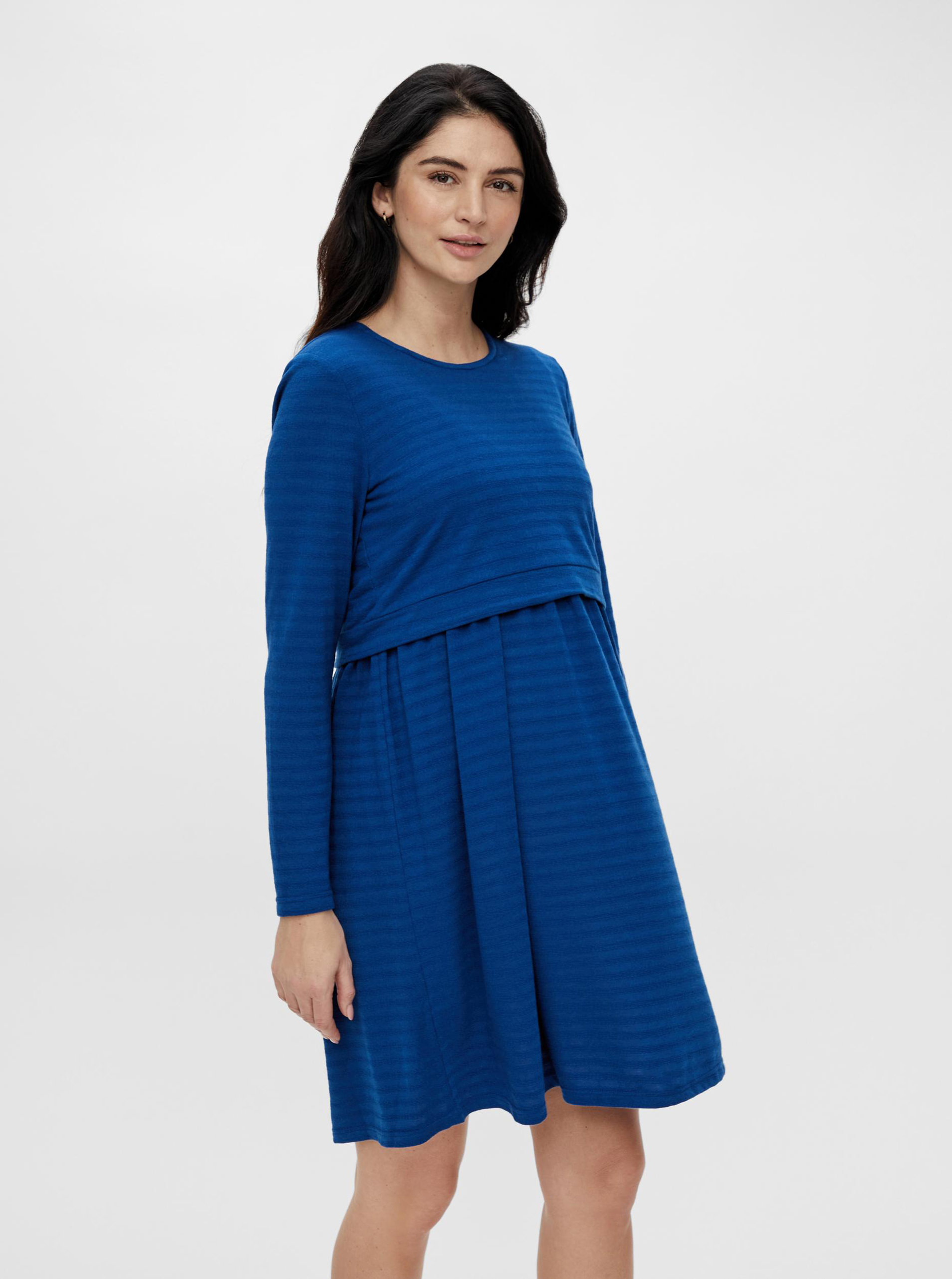 Fotografie Modré pruhované těhotenské/kojicí mikinové šaty Mama.licious Alison