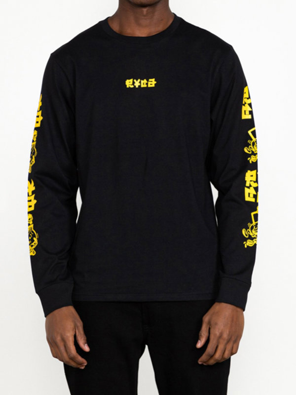 RVCA SEND NOODLES black pánské triko s dlouhým rukávem - černá