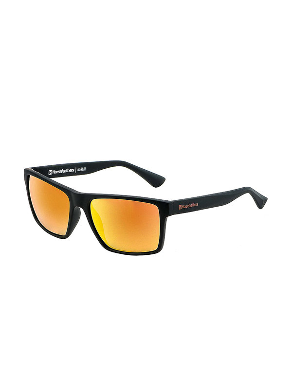 Horsefeathers MERLIN matt black/mirror orange sluneční brýle pilotky - černá