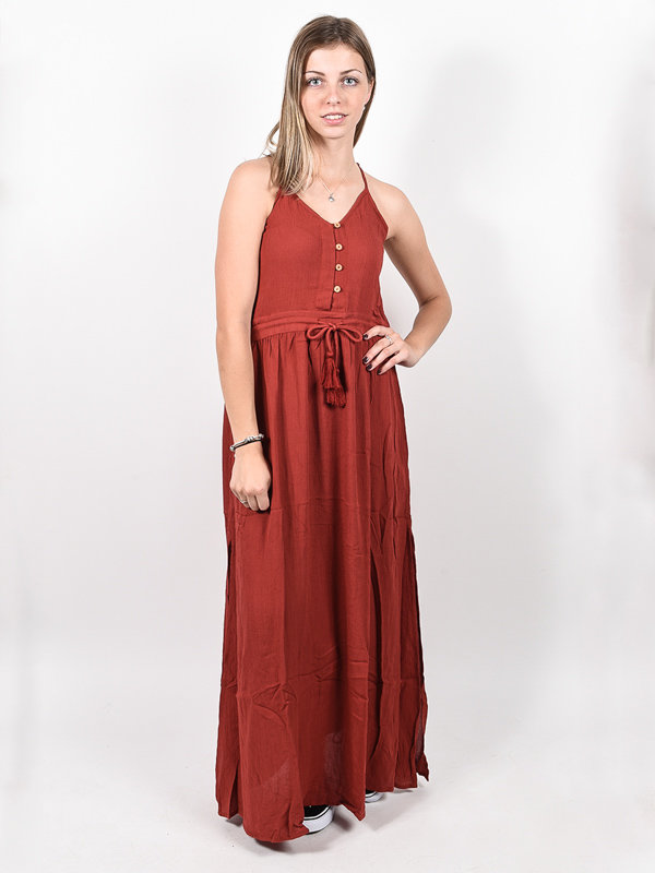 Rip Curl OASIS MUSE rosewood dlouhé letní šaty - červená