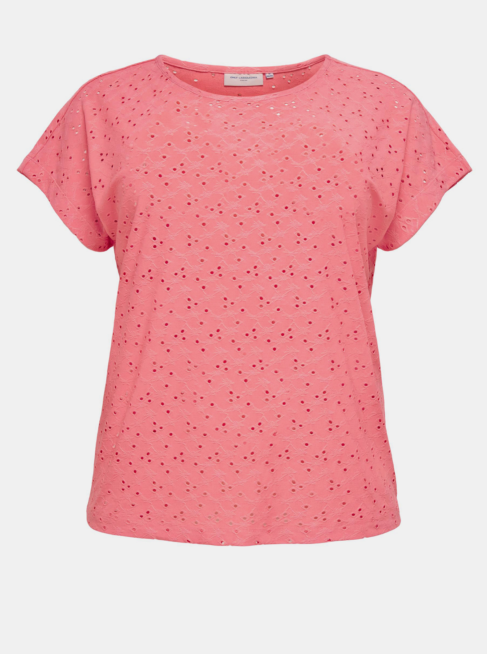Fotografie Růžové vzorované tričko ONLY CARMAKOMA Zabby