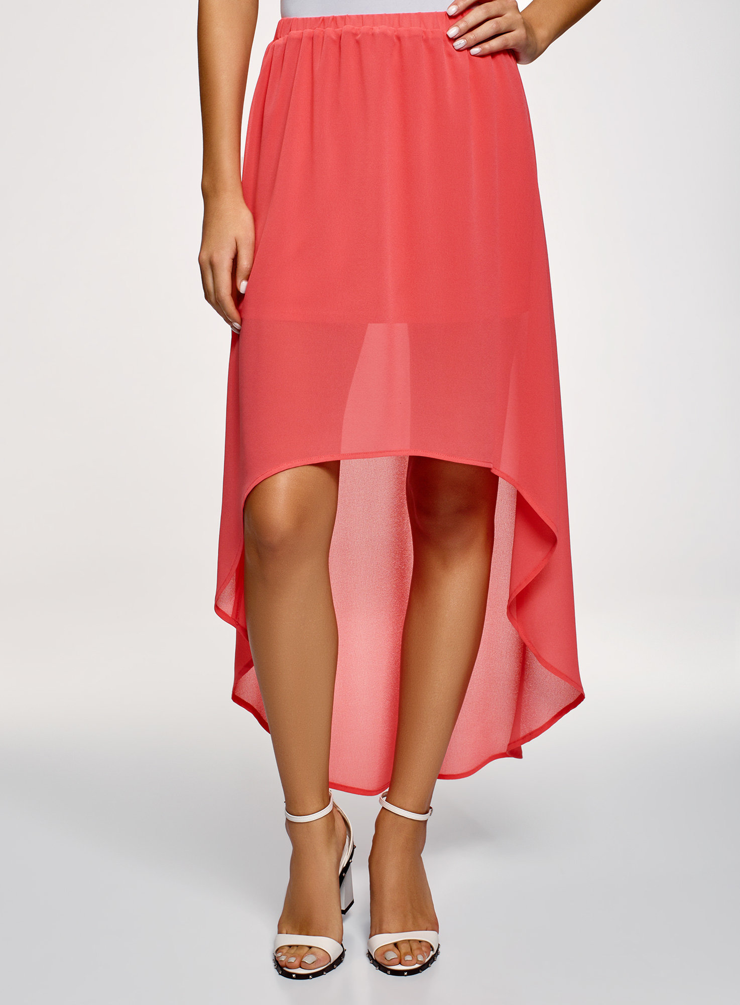 Sukně šifónová s asymetrickou délkou sukně OODJI