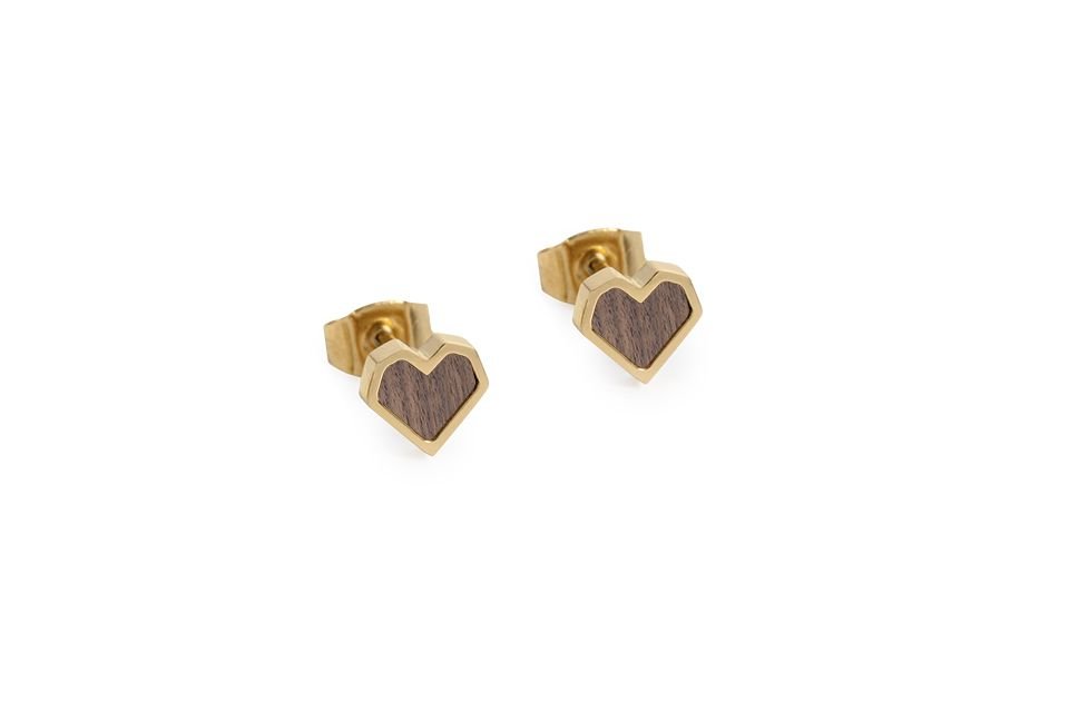 Fotografie Náušnice s dřevěným detailem Aurum Earrings Heart
