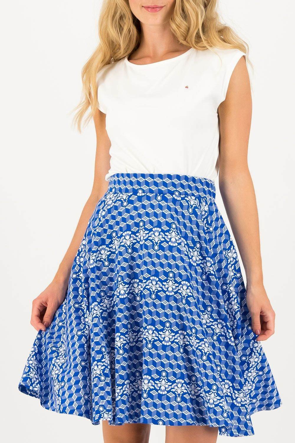 Fotografie Blutsgeschwister modrá sukně Fullmoon Circle Skirt Dutch Delft