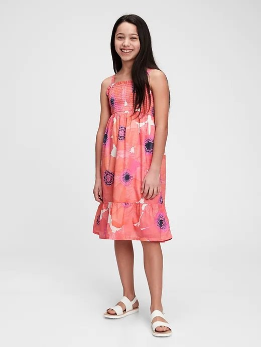 Fotografie Růžové holčičí dětské šaty floral midi dress
