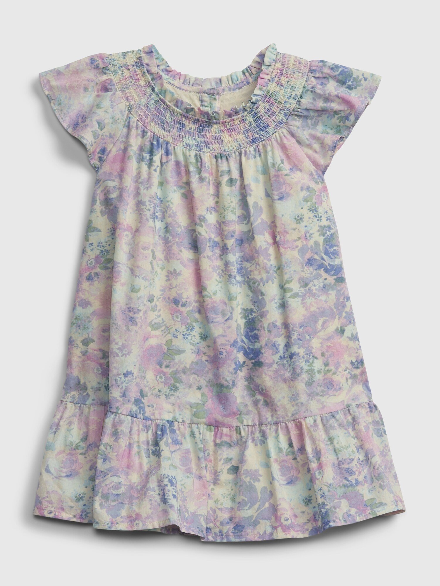 Fotografie Barevné holčičí dětské šaty floral smocked dress