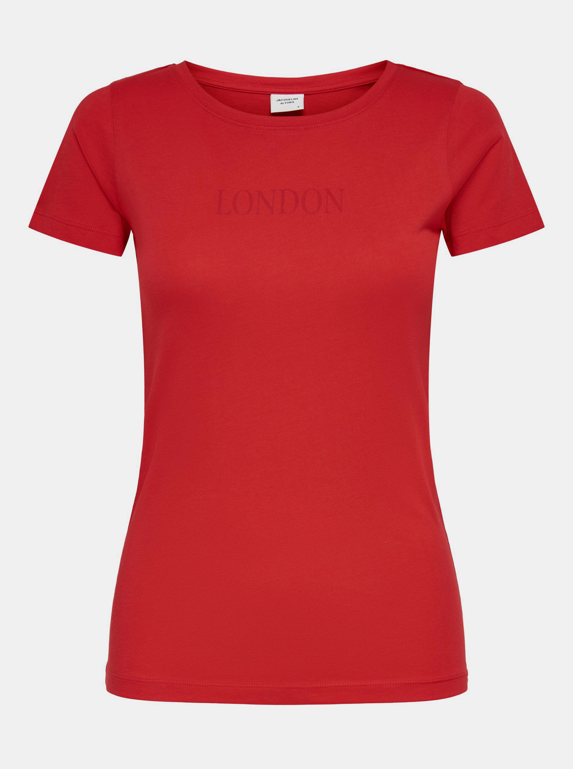 Červené tričko s nápisem Jacqueline de Yong Chicago
