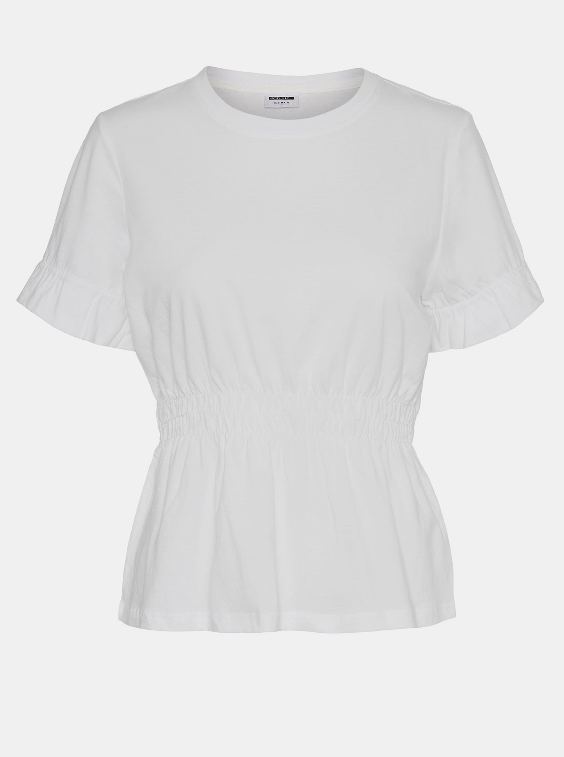 Fotografie Bílé tričko s řasením v pase Noisy May Palmer