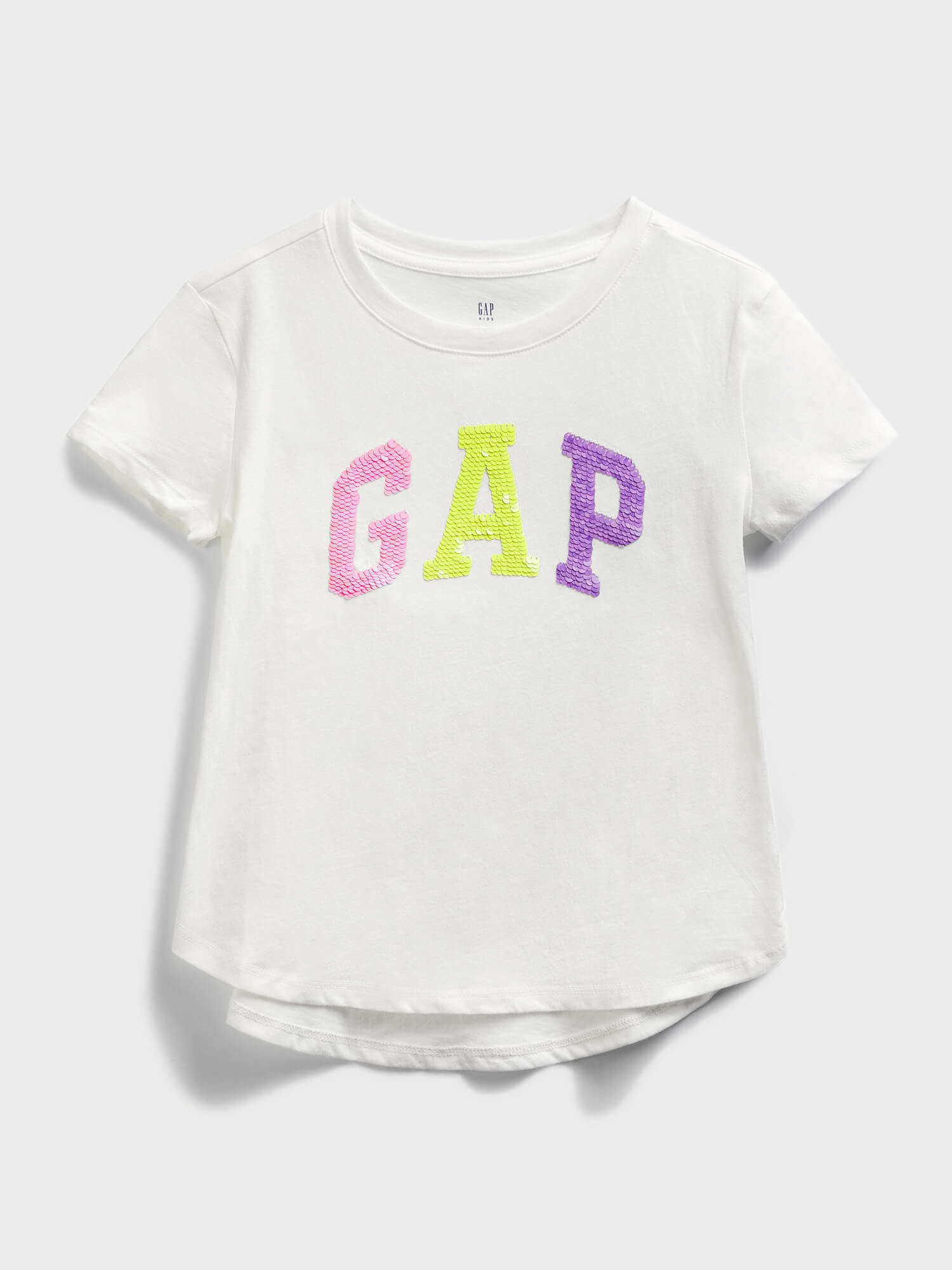 Fotografie Bílé holčičí dětské tričko GAP Logo flippy sequin t-shirt
