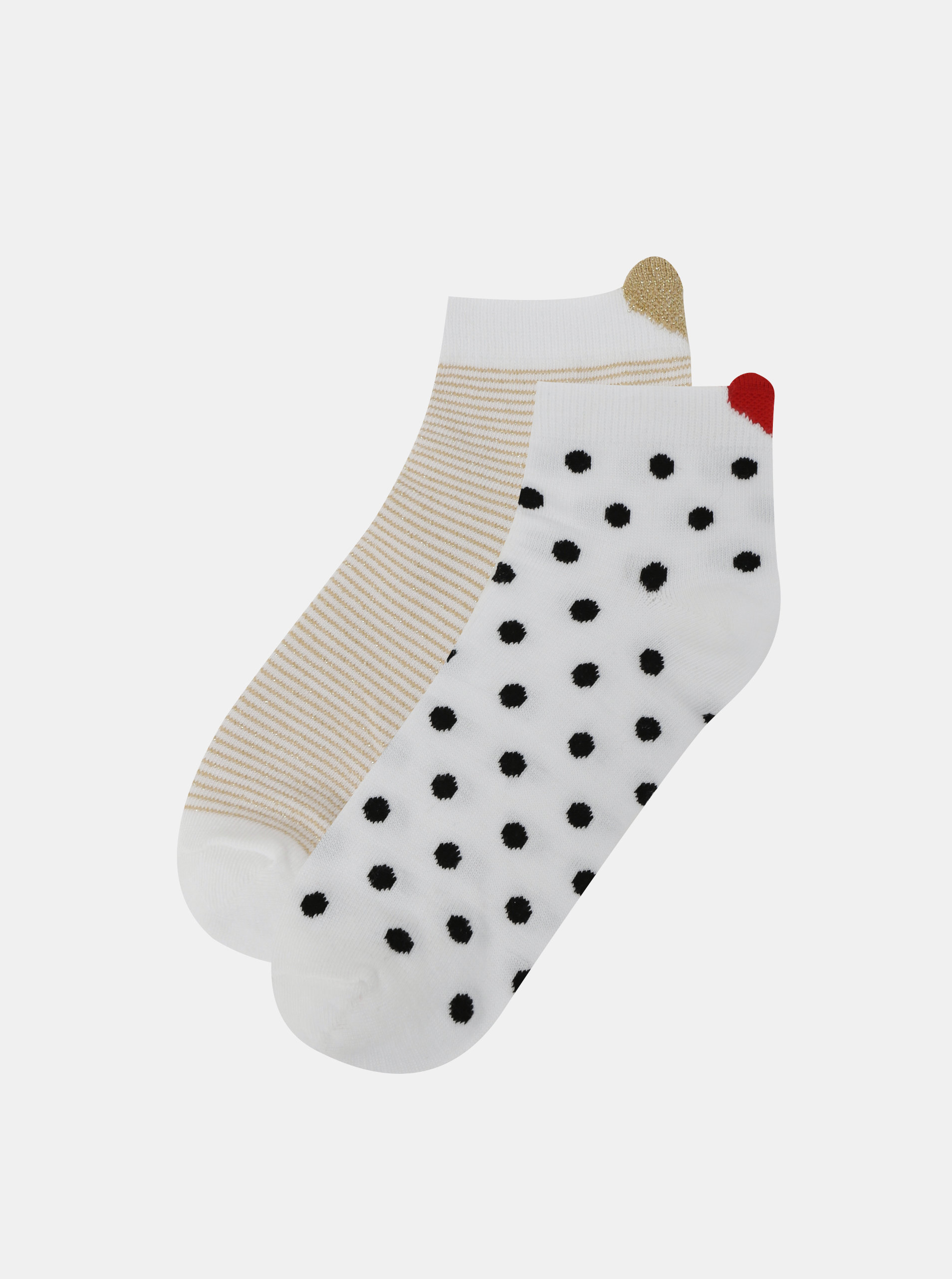 Fotografie Sada dvou párů vzorovaných ponožek v krémové a bílé barvě Pieces Laura