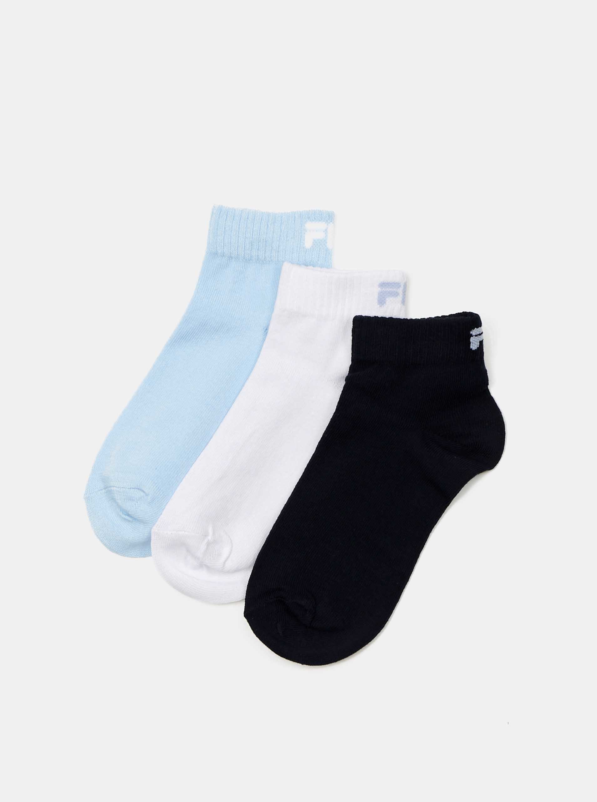 Fotografie Sada tří párů dámských ponožek v černé a modré barvě FILA